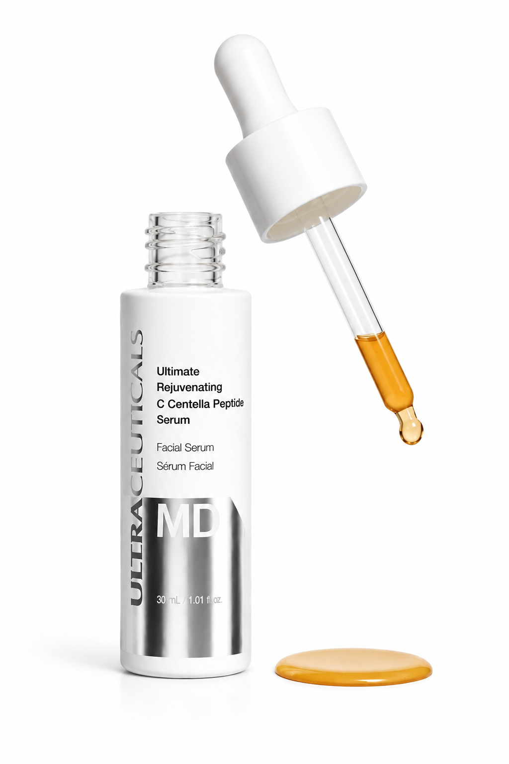 Ultraceuticals MD Ultimate Rejuvenating C Centella Peptide Serum with amber serum dropper